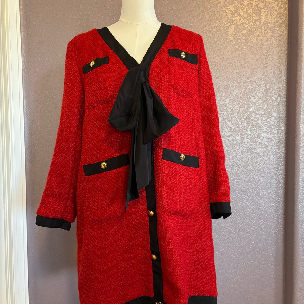 Pomander Place Red and Black Cardigan